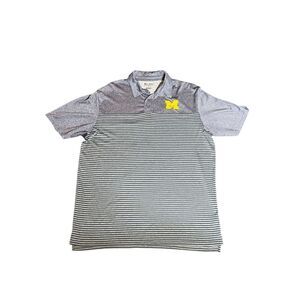 Champion Michigan Wolverines Men's Polo Shirt Gray & Dark Green Striped Size XL